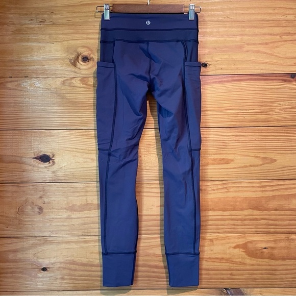 Lululemon Sun Salutation Pant Leggings Full On Luon Cadet Blue Purple 4 W5D45S - Picture 3 of 10